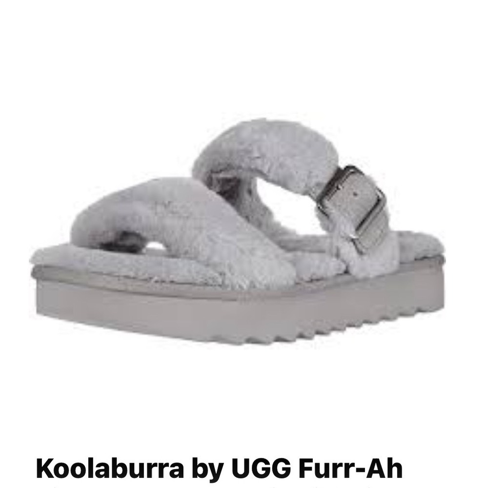 Koolaburra by UGG Fuzz-Ah‎ Slide Sandals Slip On Wild Dove Gray Women's Size 7